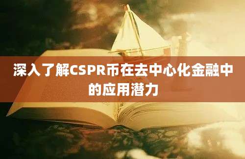 深入了解CSPR币在去中心化金融中的应用潜力